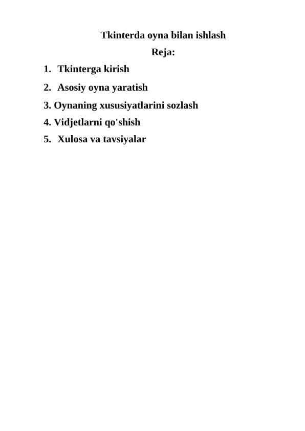 Tkinterda oyna bilan ishlash