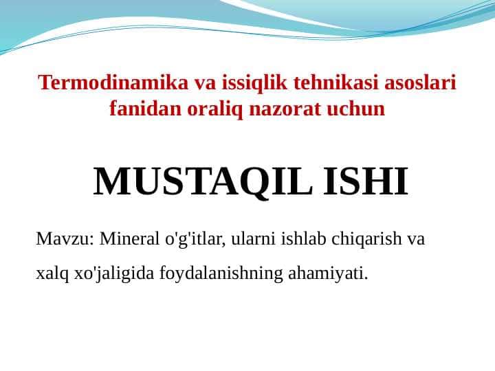 Mineral o'g'itlar, ularni ishlab chiqarish va xalq xo'jaligida foydalanishning ahamiyati.