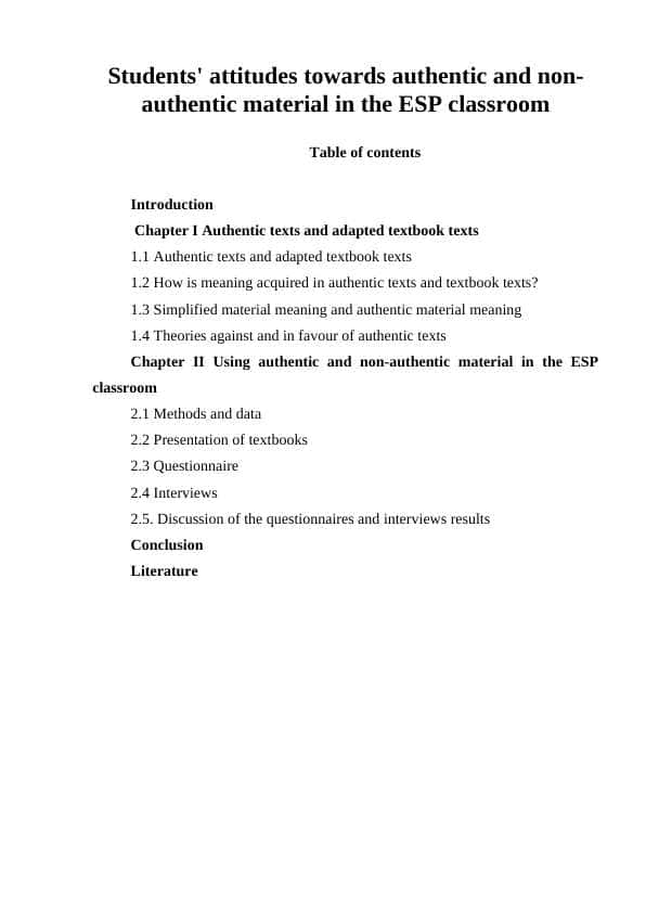 Students' attitudes towards authentic and non-authentic material in the ESP classroom kurswi