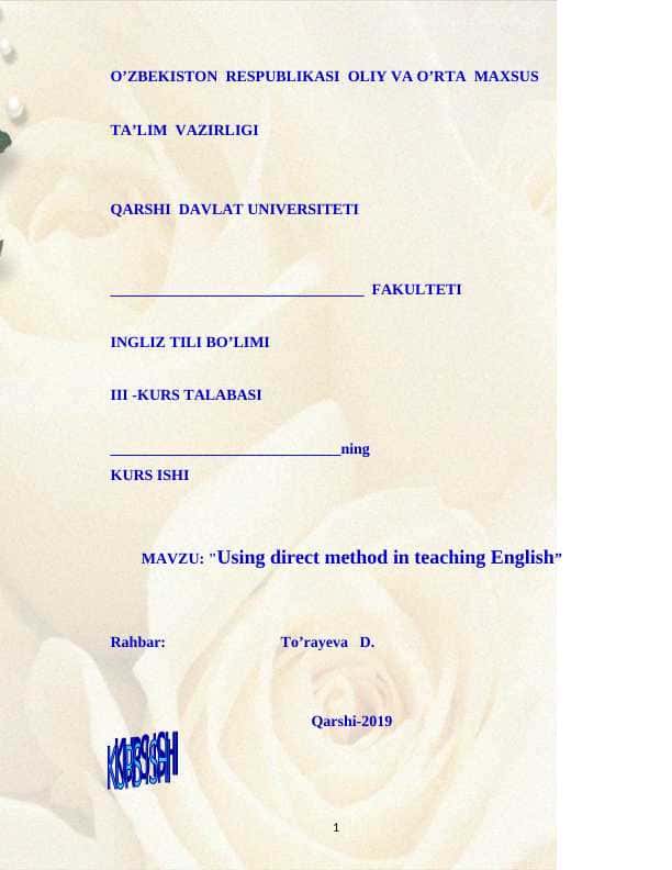 Using direct method in teaching Englishkurswi
