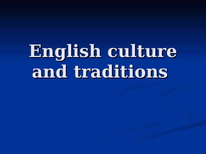 English culture and traditions