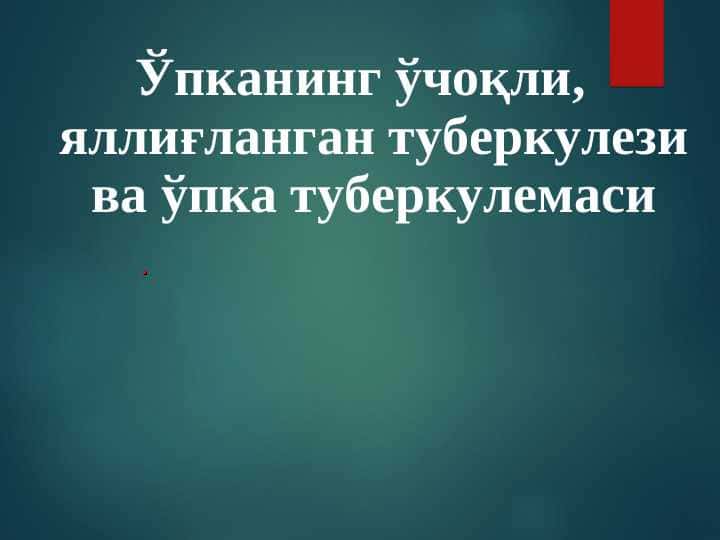 O`PKANING O`CHOQLI YALLIG`LANGAN TUBERKULOZI VA O`PKA TUBERKULEMASI