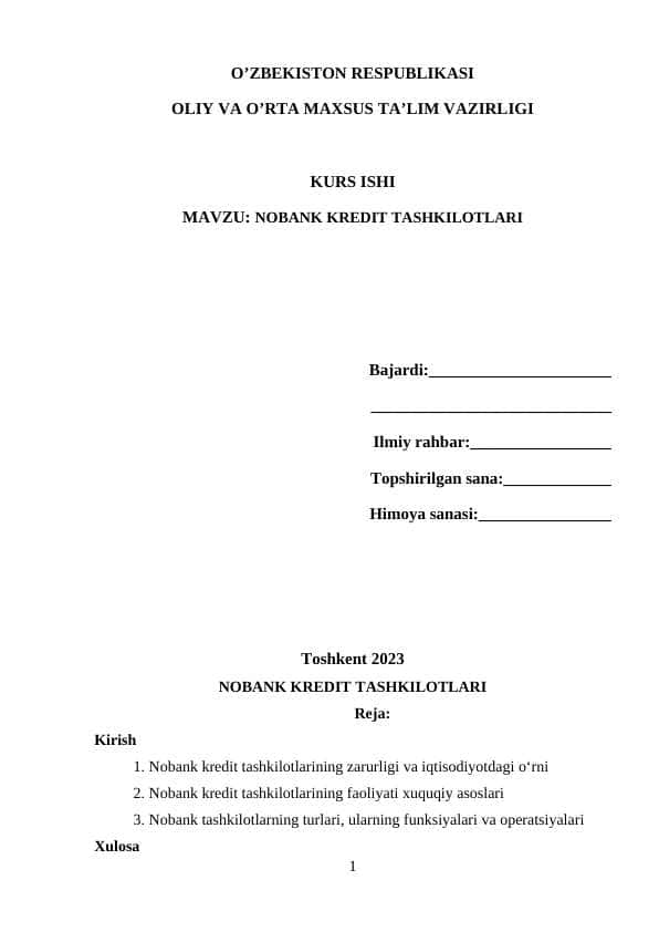 NOBANK KREDIT TASHKILOTLARI