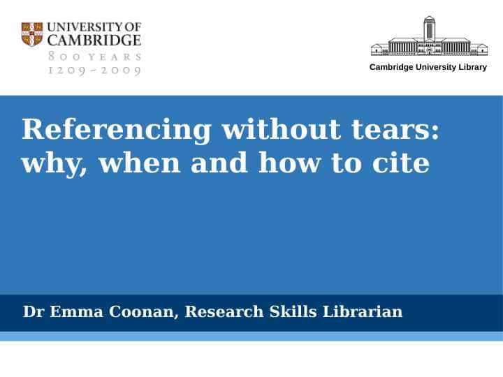 Referencing without tears: why, when and how to cite