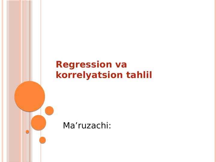 Regression va korrelyatsion tahlil