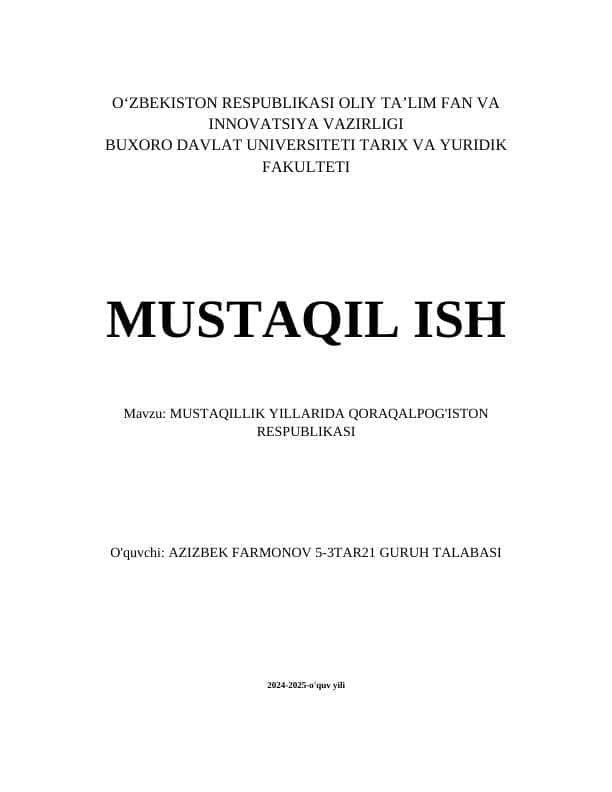 Mustaqillik yillarida Qoraqalpog'iston Respublikasi
