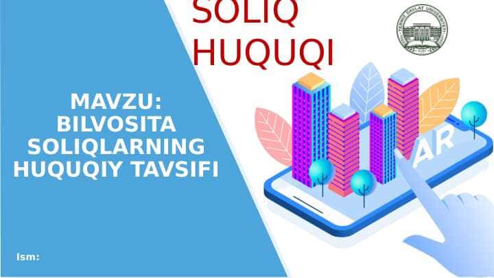 Bilvosita soliqlarning huquqiy tavsifi
