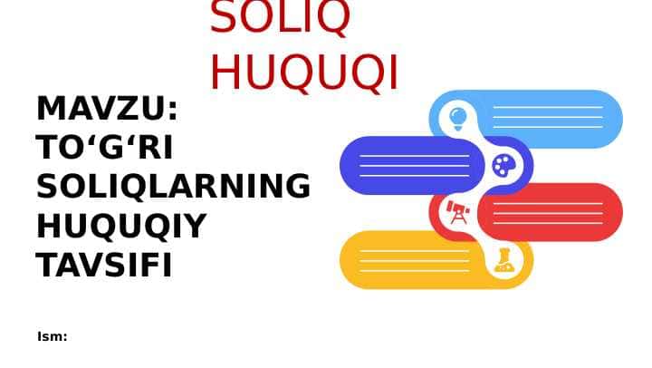 To'g'ri soliqlarning huquqiy tavsifi