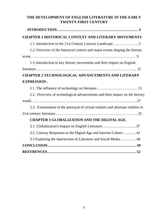 THE DEVELOPMENT OF ENGLISH LITERATURE IN THE EARLY TWENTY-FIRST CENTURY