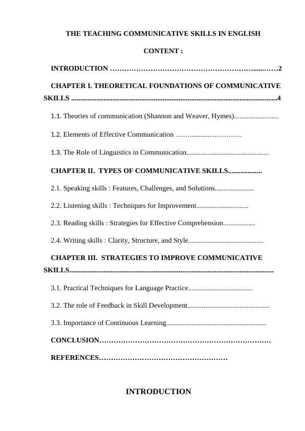 THE TEACHING COMMUNICATIVE SKILLS IN ENGLISH