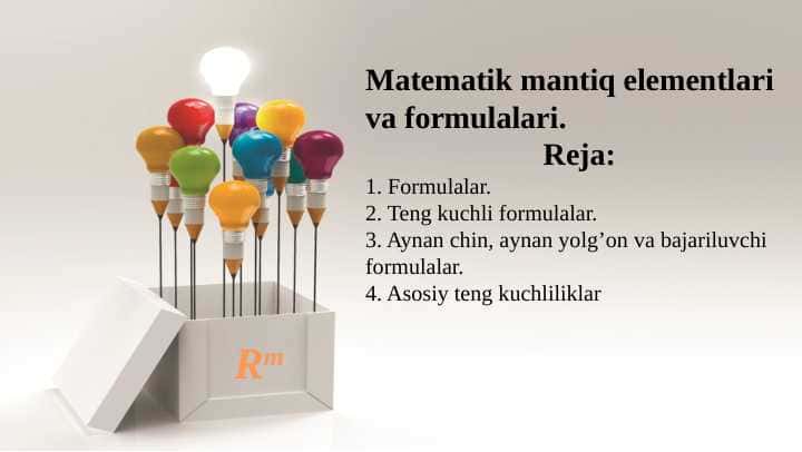 Matematik mantiq elementlari va formulalari