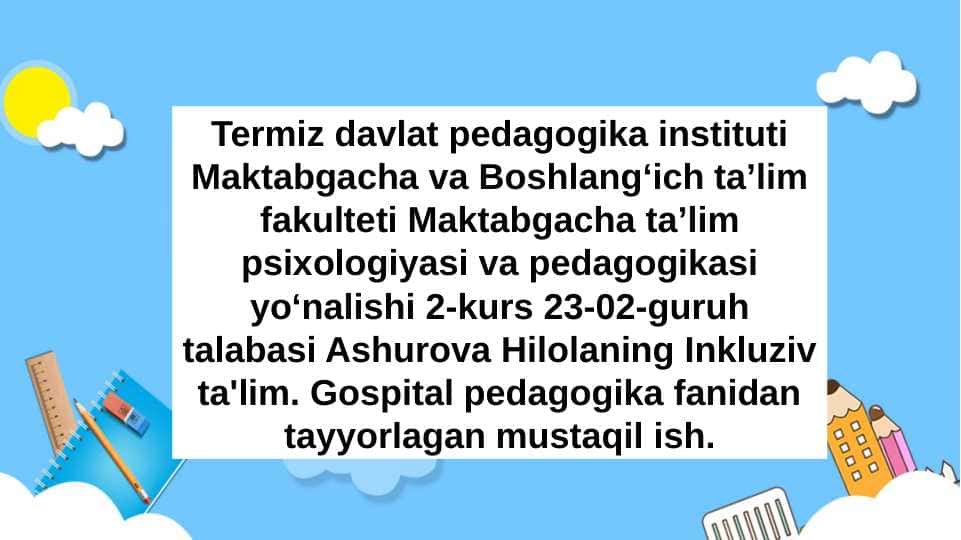 Slayd Alohida yordamga muhtoj shaxslarni Inklyuziv taʼlim konsepsiyasining mohiyati va asosiy qoidalari.