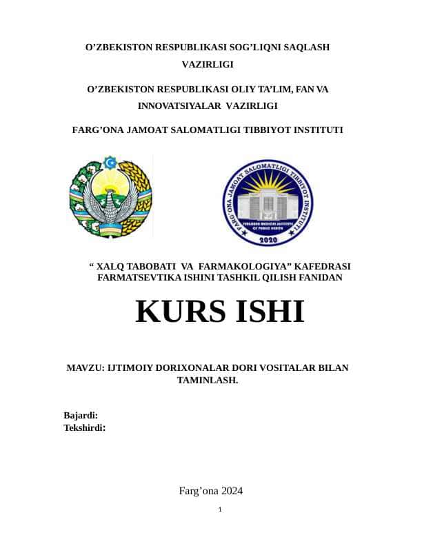 Kurs ishi Ijtimoiy dorixonalar