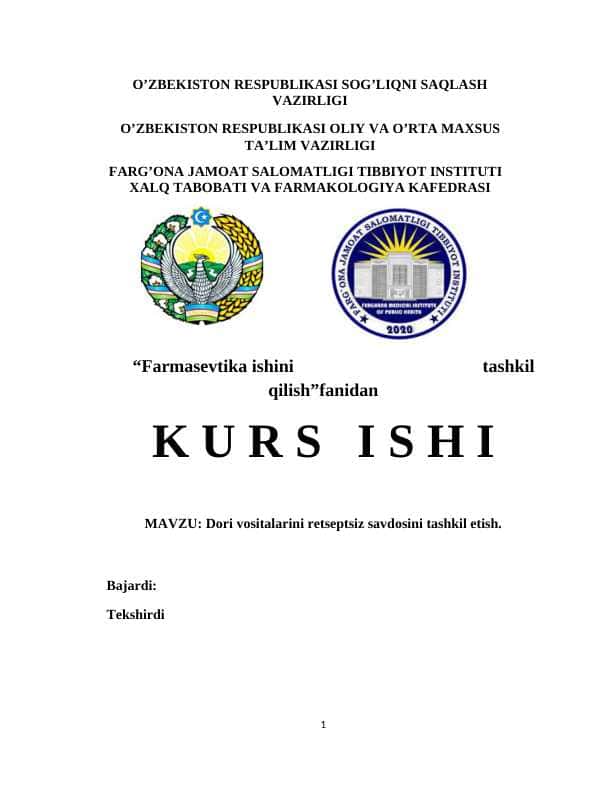 Kurs ishi Retseptsiz beriladigan dori vositalari