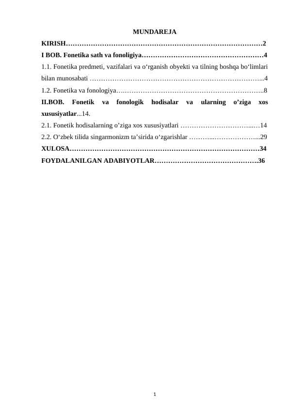 Fonetik va fonologik hodisalar. mavzusida kurs ishi