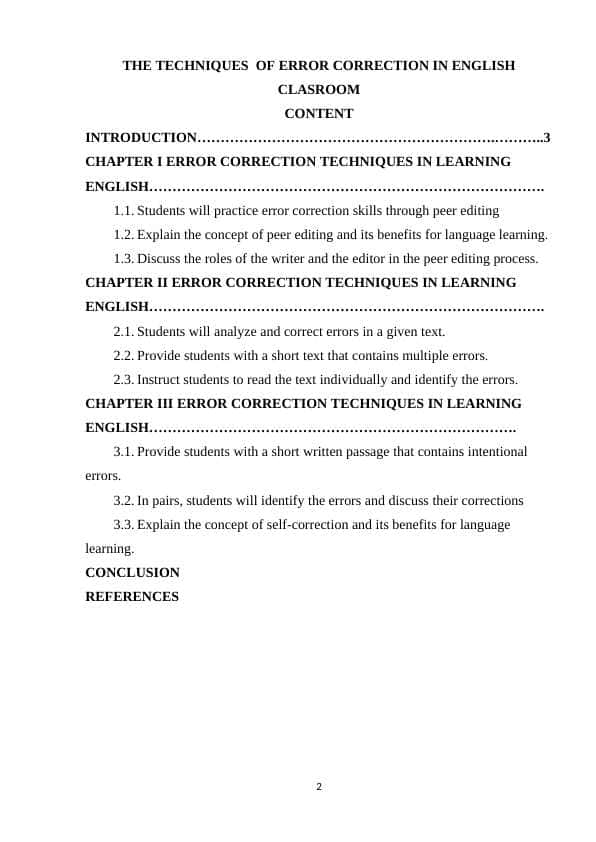 THE TECHNIQUES OF ERROR CORRECTION IN ENGLISH CLASROOM