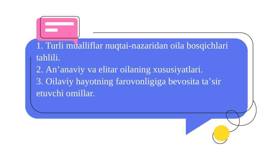 Turli mualliflar nuqtai-nazaridan oila bosqichlari tahlili. Аnʼanaviy va elitar oilaning xususiyatlari.