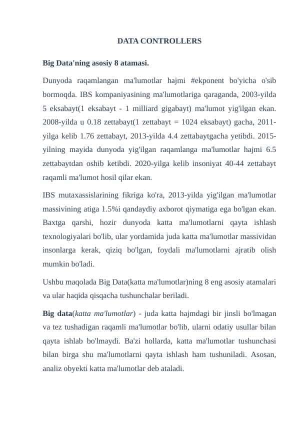 DATA CONTROLLER