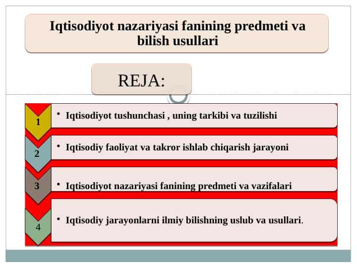 Iqtisodiyot nazariyasi fanining predmeti va bilish usullari