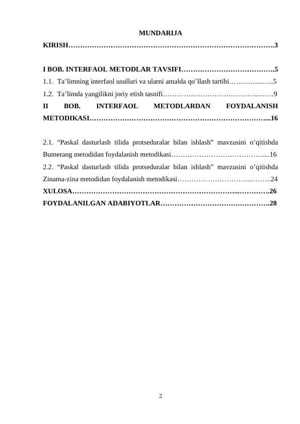 INTERFAOL METODLAR TAVSIFI