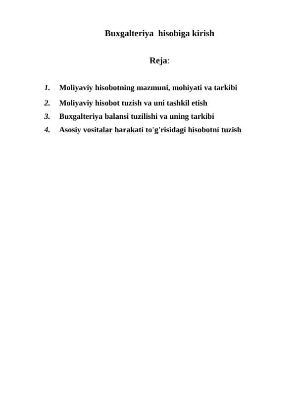 Buxgalteriya hisobiga kirish