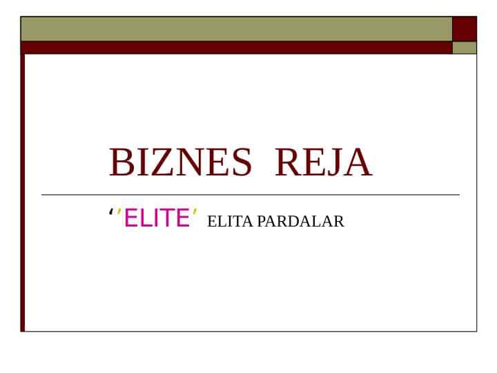 BIZNES REJA ELITA PARDALAR