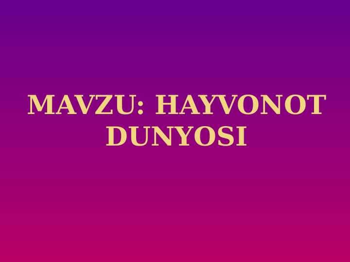 HAYVONOT DUNYOSI
