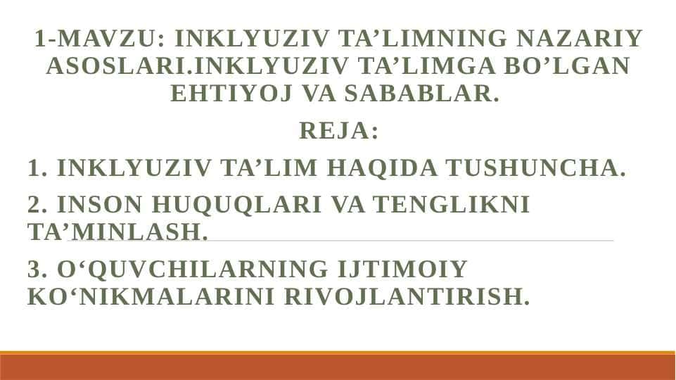 Inklyuziv ta’limning nazariy asoslari