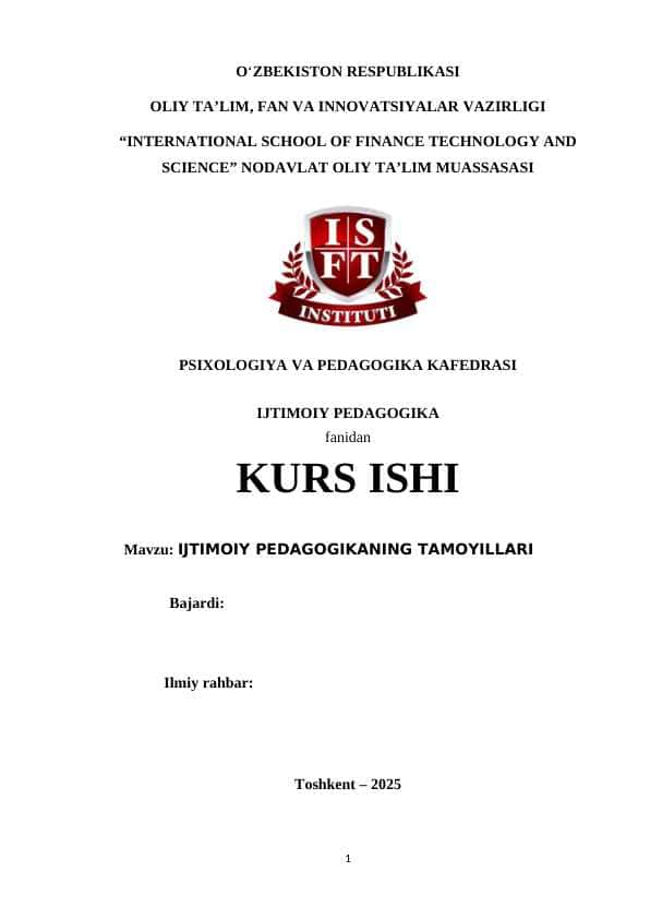 Ijtimoiy pedagogikaning tamoyillari