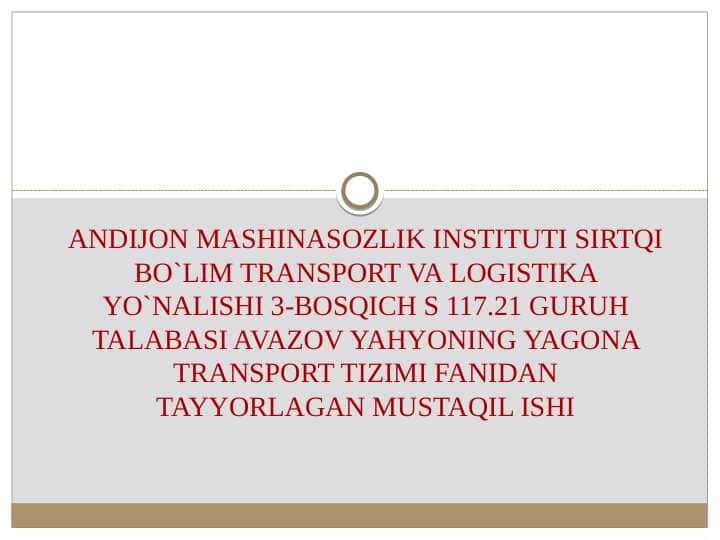 Daryo transporti tasnifi, yutuqlari va rivojlanish muammolari