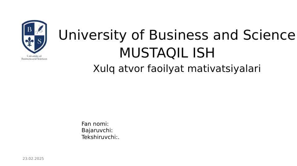 Xulq atvor faoilyat mativatsiyalari
