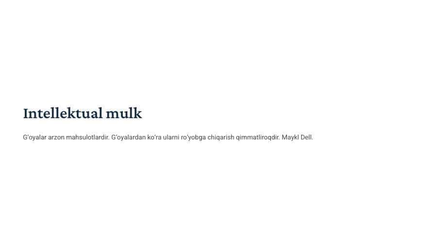 Intellektual-mulk mavzusi bo'yicha slayd va krossword (10-sinf huquq)