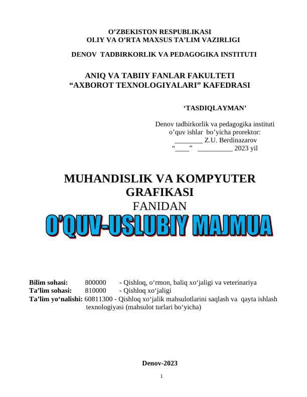MUHANDISLIK VA KOMPYUTER GRAFIKASI