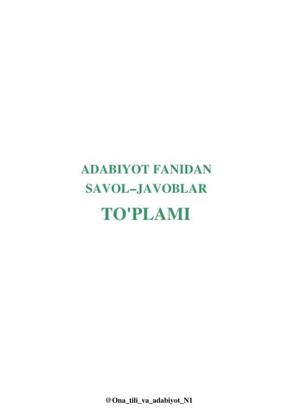 Adabiyot fanidan savol-javoblar