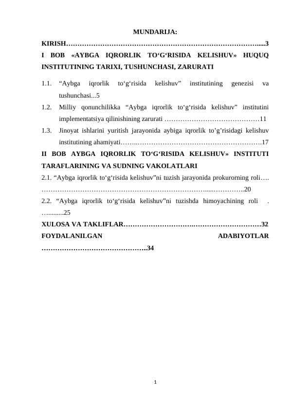 Aybga iqrorlik to'g'risidagi kelishuv bo'yicha ish yuritish