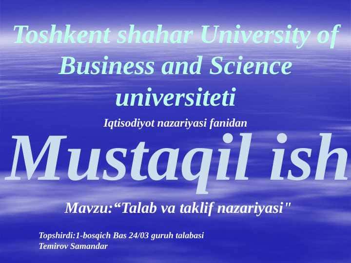 Talab va taklif nazariyasi asoslari