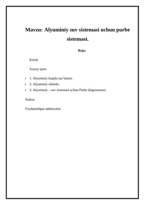 Alyuminiy suv sistemasi uchun purbe sistemasi.