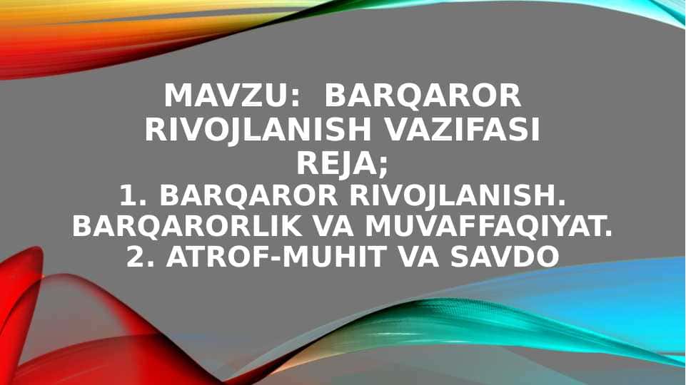 Barqaror rivojlanish vazifasi