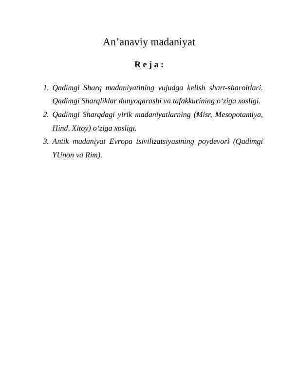 An’anaviy madaniyat