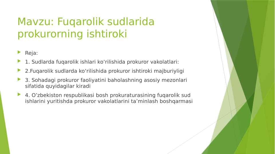 Fuqarolik sudlarida prokurorning ishtiroki