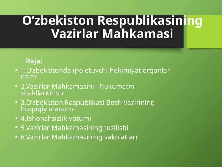 O’zbekiston Respublikasining Vazirlar Mahkamasi