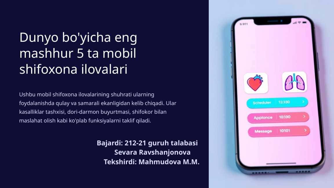 Dunyo bo'yicha eng mashhur 5 ta mobil shifoxona ilovalari