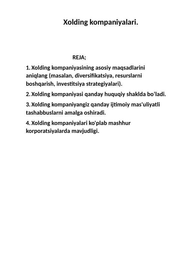 Xolding kompaniyalari.