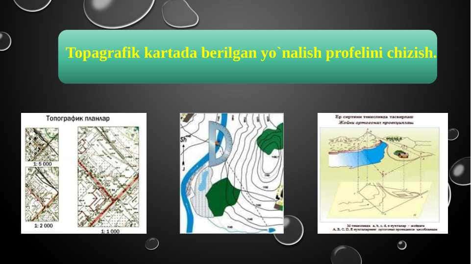(6-amaliy mashg`ulot)Topagrafik kartada berilgan yo`nalish profelini chizish.