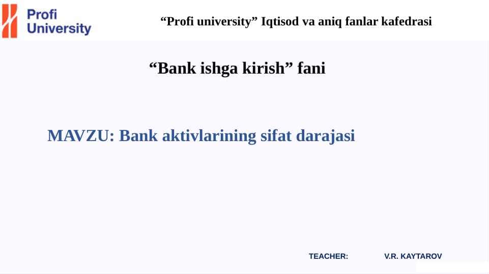 Bank aktivlari