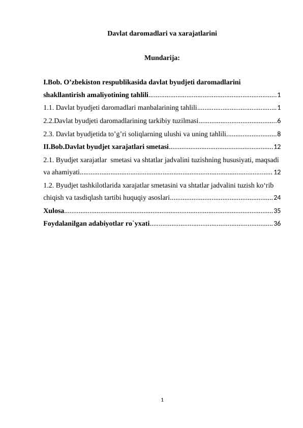 Davlat daromadlari va xarajatlarini
