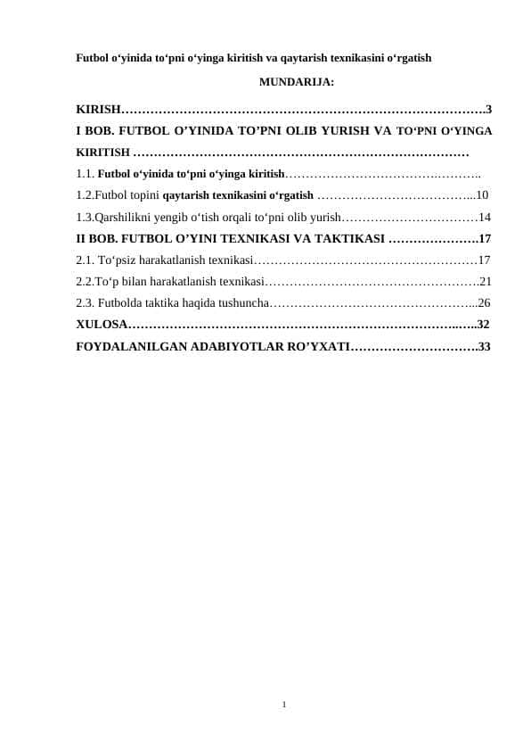 Futbol oʻyinida toʻpni oʻyinga kiritish va qaytarish texnikasini oʻrgatish
