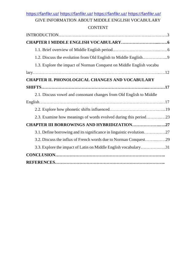 GIVE INFORMATION ABOUT MIDDLE ENGLISH VOCABULARY