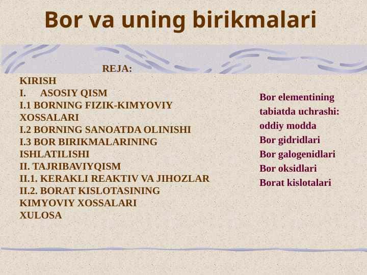 Bor va uning birikmalari