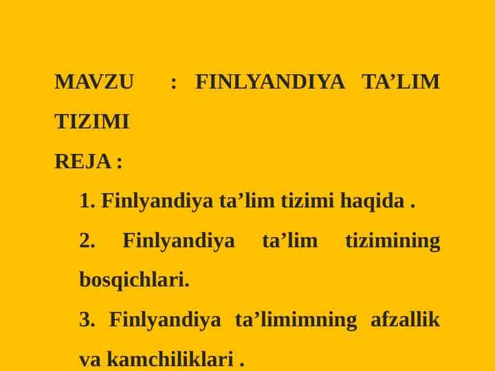FINLYANDIYA TA’LIM TIZIMI